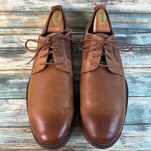 Rockport Derby Dress Shoes Mens 10M Brown Leather Brogue Plain Toe Work Formal